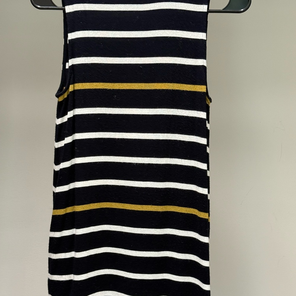Ann Taylor Black, White, and Gold Striped Sleeveless Top